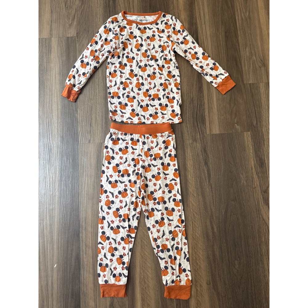 Bamboozle Pajama Set Toddler 4T Orange Mickey Pumpkin Halloween Bamboo Viscose